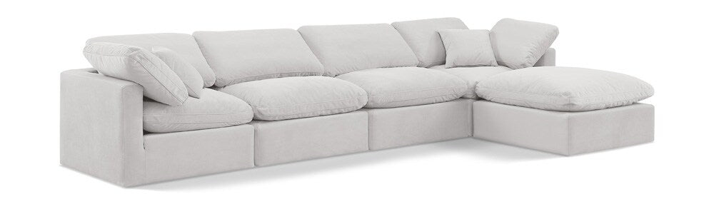 Meridian Furniture - Indulge Cream Velvet Modular Sectional - 5Pc - 147Cream-Sec5A veiw 1
