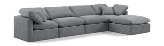 Meridian Furniture - Indulge Grey Velvet Modular Sectional - 5Pc - 147Grey-Sec5A veiw 1