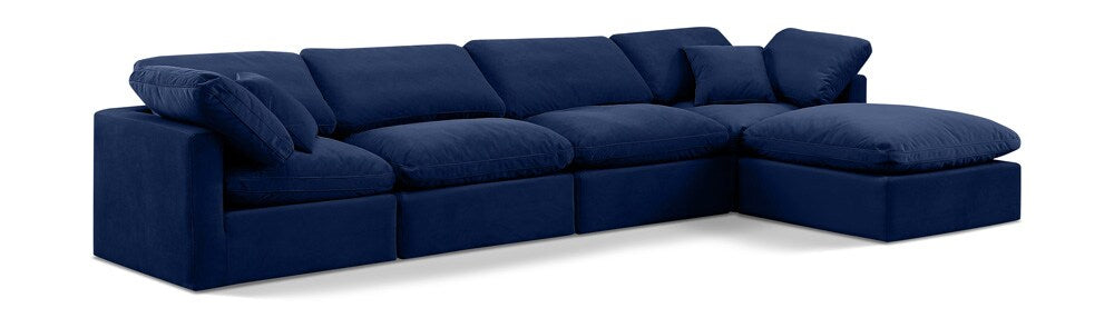 Meridian Furniture - Indulge Navy Velvet Modular Sectional - 5Pc - 147Navy-Sec5A veiw 1