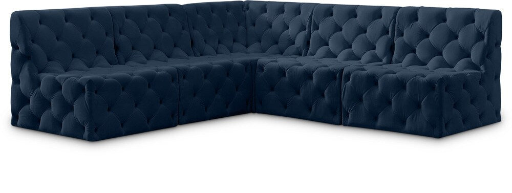 Meridian Furniture - Tuft Navy Velvet Modular Sectional - 5Pc - 680Navy-Sec5B veiw 1