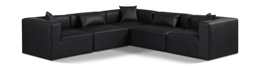 Meridian Furniture - Cube Black Vegan Leather Modular Sectional - 5Pc - 668Black-Sec5C veiw 1
