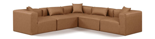 Meridian Furniture - Cube Brown Vegan Leather Modular Sectional - 5Pc - 668Brown-Sec5C veiw 1