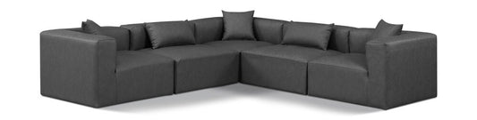 Meridian Furniture - Cube Charcoal Grey Vegan Leather Modular Sectional - 5Pc - 668Grey-Sec5C veiw 1