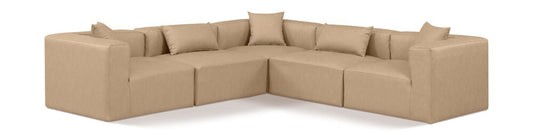 Meridian Furniture - Cube Tan Vegan Leather Modular Sectional - 5Pc - 668Tan-Sec5C veiw 1