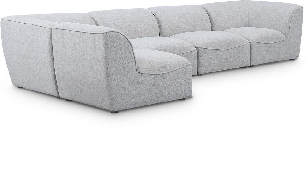 Meridian Furniture - Miramar Grey Durable Linen Textured Modular Sectional - 5Pc - 683Grey-Sec5D veiw 1