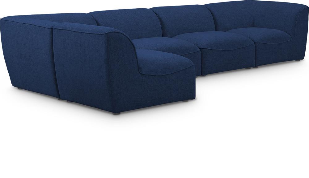 Meridian Furniture - Miramar Navy Durable Linen Textured Modular Sectional - 5Pc - 683Navy-Sec5D veiw 1