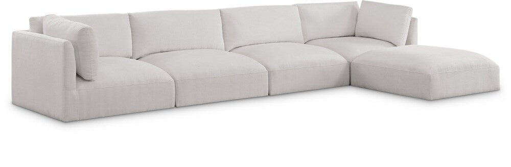 Meridian Furniture - Ease Cream Polyester Fabric Modular Sectional - 5Pc - 696Cream-Sec5A veiw 1