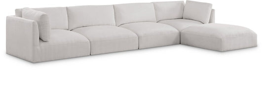 Meridian Furniture - Ease Cream Polyester Fabric Modular Sectional - 5Pc - 696Cream-Sec5A veiw 1