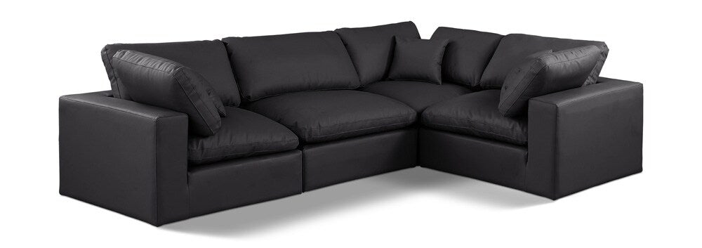 Meridian Furniture - Comfy Black Vegan Leather Modular Sectional - 4Pc - 188Black-Sec4C veiw 1