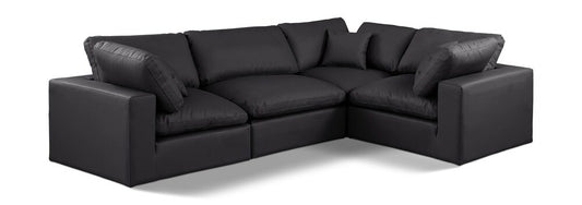 Meridian Furniture - Comfy Black Vegan Leather Modular Sectional - 4Pc - 188Black-Sec4C veiw 1