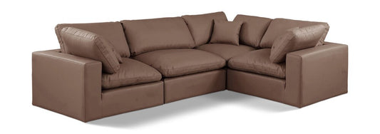 Meridian Furniture - Comfy Brown Vegan Leather Modular Sectional - 4Pc - 188Brown-Sec4C veiw 1