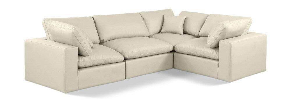 Meridian Furniture - Comfy Cream Vegan Leather Modular Sectional - 4Pc - 188Cream-Sec4C veiw 1