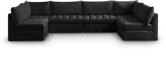 Meridian Furniture - Jacob Black Velvet Modular Sectional - 6Pc - 649Black-Sec6B veiw 1