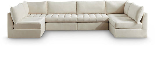 Meridian Furniture - Jacob Cream Velvet Modular Sectional - 6Pc - 649Cream-Sec6B veiw 1