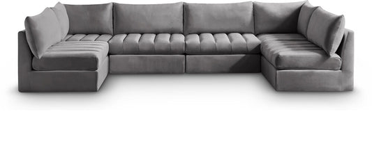 Meridian Furniture - Jacob Grey Velvet Modular Sectional - 6Pc - 649Grey-Sec6B veiw 1