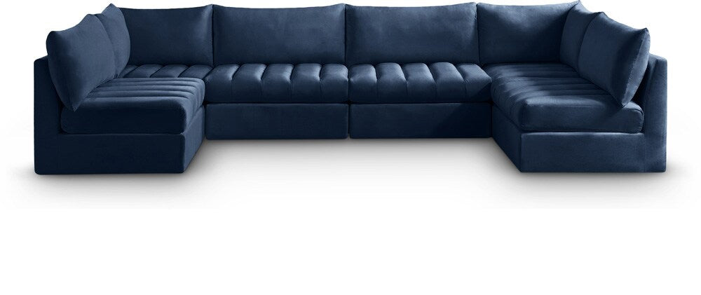 Meridian Furniture - Jacob Navy Velvet Modular Sectional - 6Pc - 649Navy-Sec6B veiw 1