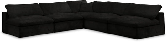 Meridian Furniture - Cozy Black Velvet Comfort Modular Sectional - 5Pc - 634Black-Sec5B veiw 1