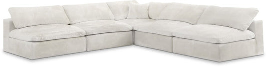 Meridian Furniture - Cozy Cream Velvet Comfort Modular Sectional - 5Pc - 634Cream-Sec5B veiw 1