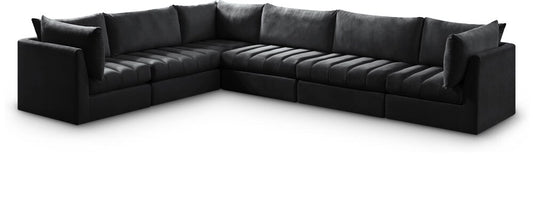 Meridian Furniture - Jacob Black Velvet Modular Sectional - 6Pc - 649Black-Sec6A veiw 1