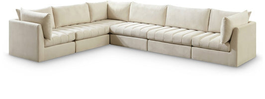 Meridian Furniture - Jacob Cream Velvet Modular Sectional - 6Pc - 649Cream-Sec6A veiw 1