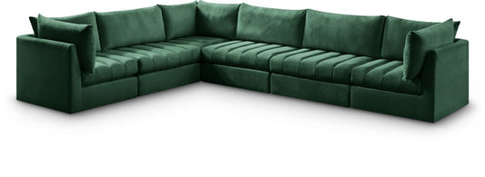 Meridian Furniture - Jacob Green Velvet Modular Sectional - 6Pc - 649Green-Sec6A veiw 1