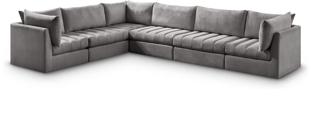 Meridian Furniture - Jacob Grey Velvet Modular Sectional - 6Pc - 649Grey-Sec6A veiw 1