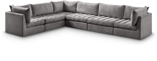 Meridian Furniture - Jacob Grey Velvet Modular Sectional - 6Pc - 649Grey-Sec6A veiw 1