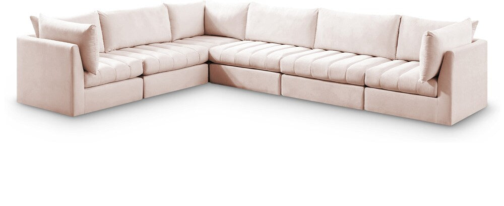 Meridian Furniture - Jacob Pink Velvet Modular Sectional - 6Pc - 649Pink-Sec6A veiw 1