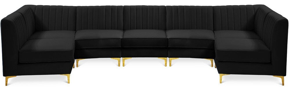 Meridian Furniture - Alina Black Velvet Modular Sectional - 7Pc - 604Black-Sec7A veiw 1