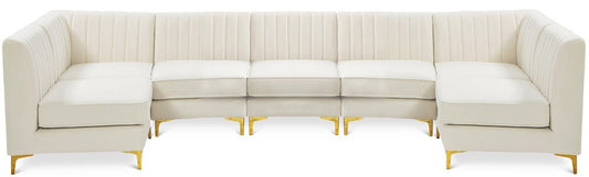 Meridian Furniture - Alina Cream Velvet Modular Sectional - 7Pc - 604Cream-Sec7A veiw 1