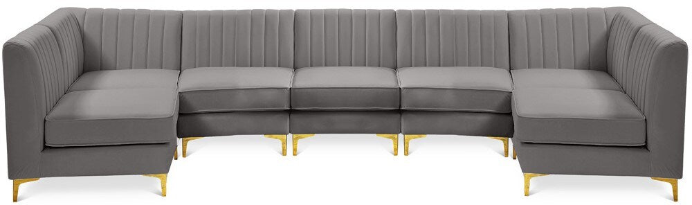 Meridian Furniture - Alina Grey Velvet Modular Sectional - 7Pc - 604Grey-Sec7A veiw 1