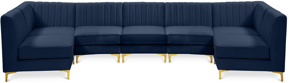 Meridian Furniture - Alina Navy Velvet Modular Sectional - 7Pc - 604Navy-Sec7A veiw 1