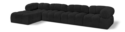 Meridian Furniture - Ames Black Boucle Fabric Modular Sectional - 5Pc - 611Black-Sec5B veiw 1