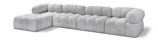 Meridian Furniture - Ames Grey Boucle Fabric Modular Sectional - 5Pc - 611Grey-Sec5B veiw 1