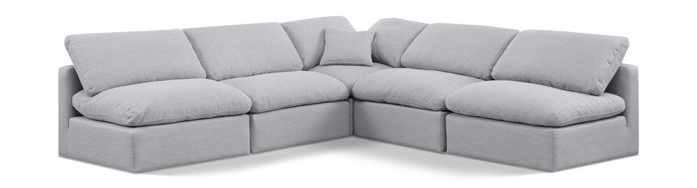 Meridian Furniture - Indulge Grey Linen Textured Fabric Modular Sectional - 5Pc - 141Grey-Sec5B veiw 1