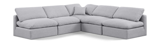 Meridian Furniture - Indulge Grey Linen Textured Fabric Modular Sectional - 5Pc - 141Grey-Sec5B veiw 1
