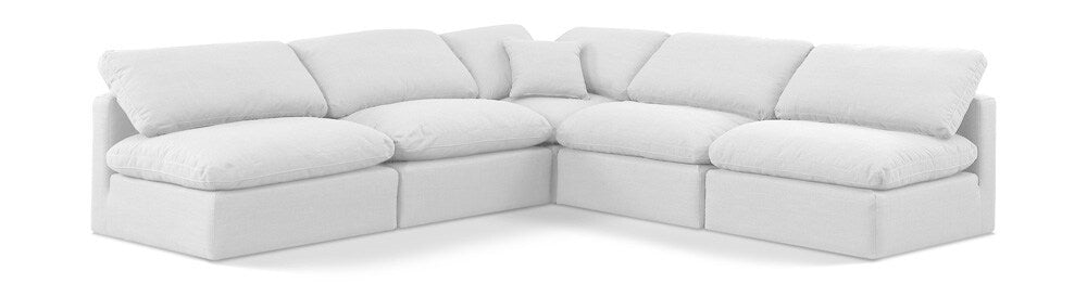 Meridian Furniture - Indulge White Linen Textured Fabric Modular Sectional - 5Pc - 141White-Sec5B veiw 1