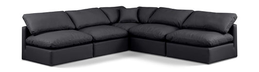 Meridian Furniture - Indulge Black Vegan Leather Modular Sectional - 5Pc - 146Black-Sec5B veiw 1