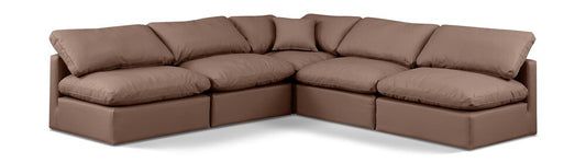 Meridian Furniture - Indulge Brown Vegan Leather Modular Sectional - 5Pc - 146Brown-Sec5B veiw 1