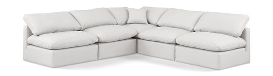 Meridian Furniture - Indulge Cream Vegan Leather Modular Sectional - 5Pc - 146Cream-Sec5B veiw 1