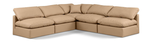 Meridian Furniture - Indulge Tan Vegan Leather Modular Sectional - 5Pc - 146Tan-Sec5B veiw 1