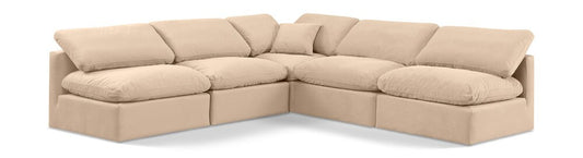 Meridian Furniture - Indulge Beige Velvet Modular Sectional - 5Pc - 147Beige-Sec5B veiw 1