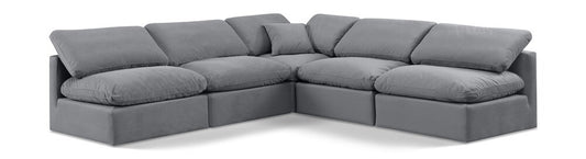Meridian Furniture - Indulge Grey Velvet Modular Sectional - 5Pc - 147Grey-Sec5B veiw 1