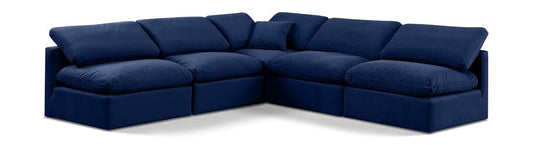 Meridian Furniture - Indulge Navy Velvet Modular Sectional - 5Pc - 147Navy-Sec5B veiw 1