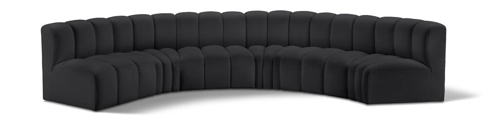 Meridian Furniture - Arc Black Vegan Leather Modular Sofa - 6Pc - 101Black-S6B veiw 1