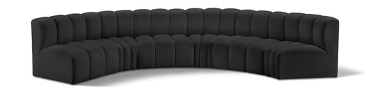 Meridian Furniture - Arc Black Vegan Leather Modular Sofa - 6Pc - 101Black-S6B veiw 1