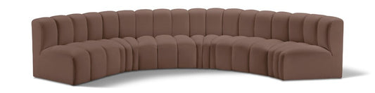Meridian Furniture - Arc Brown Vegan Leather Modular Sofa - 6Pc - 101Brown-S6B veiw 1
