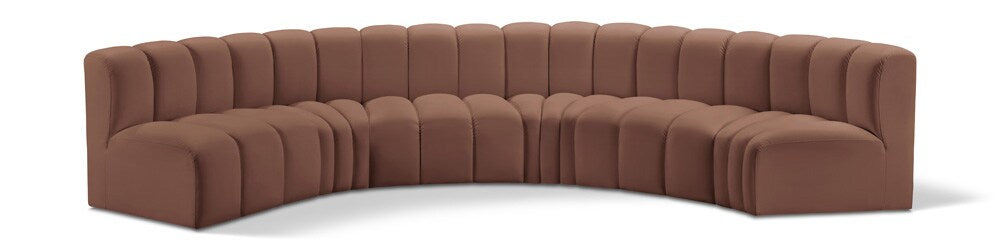 Meridian Furniture - Arc Cognac Vegan Leather Modular Sofa - 6Pc - 101Cognac-S6B veiw 1