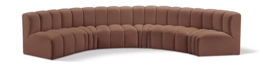 Meridian Furniture - Arc Cognac Vegan Leather Modular Sofa - 6Pc - 101Cognac-S6B veiw 1