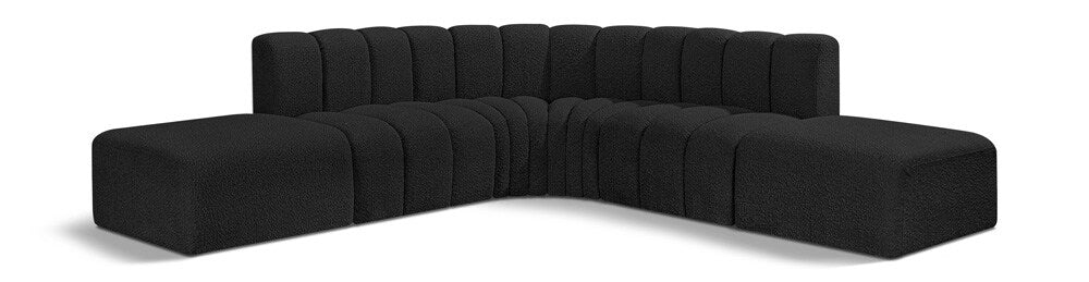 Meridian Furniture - Arc Black Boucle Fabric Modular Sofa - 6Pc - 102Black-S6C veiw 1